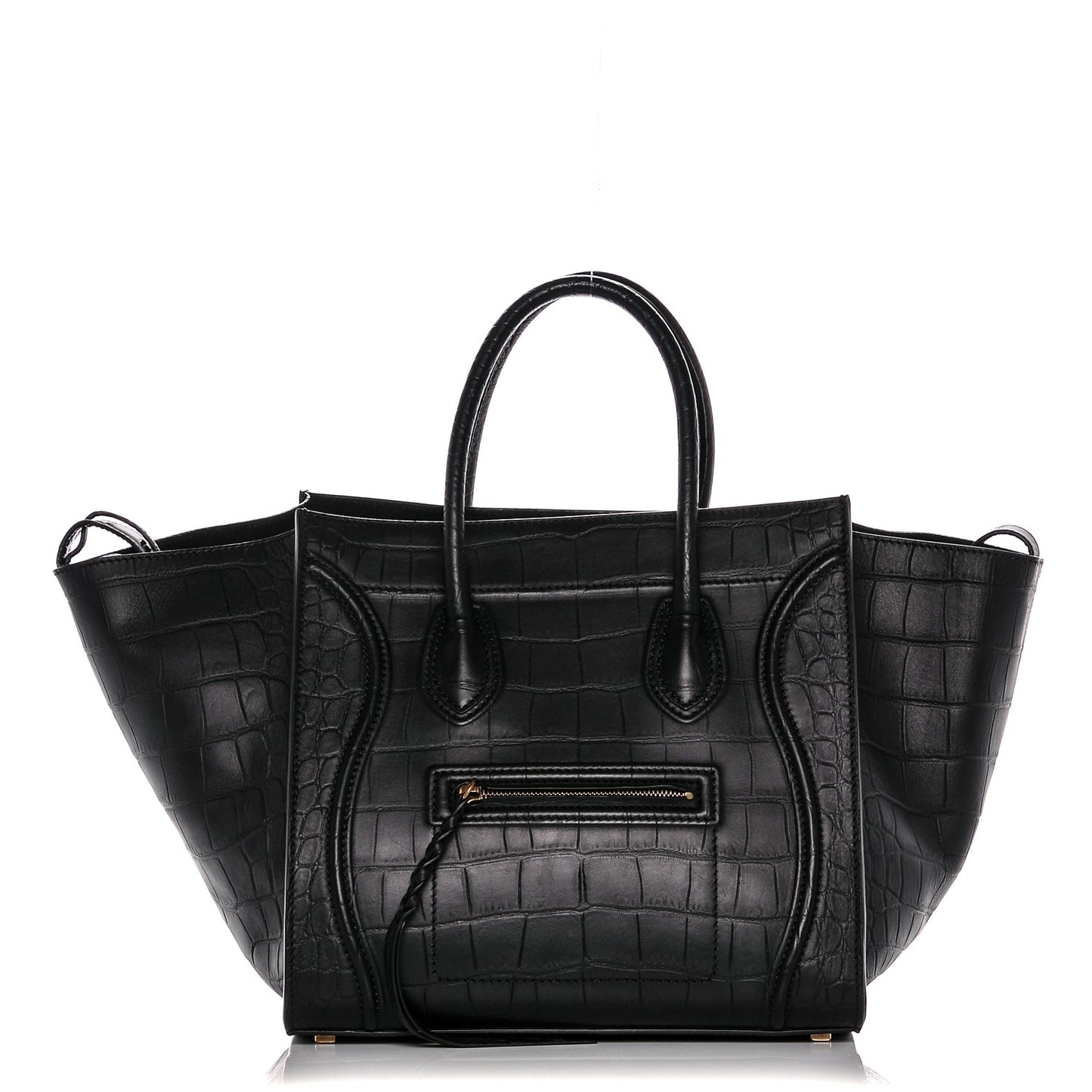 Crocodile Embossed Calfskin Medium Phantom Luggage Black