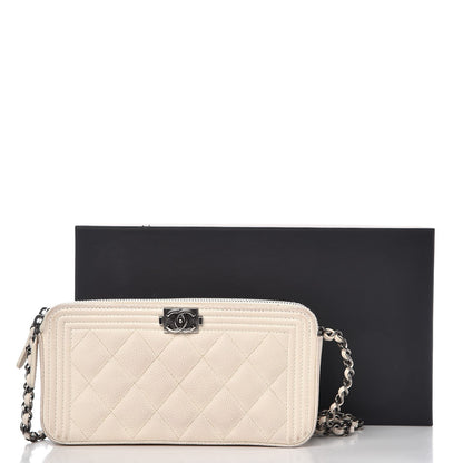 Chanel Caviar Quilted Small Boy Clutch With Chain Ivory 14 of 14