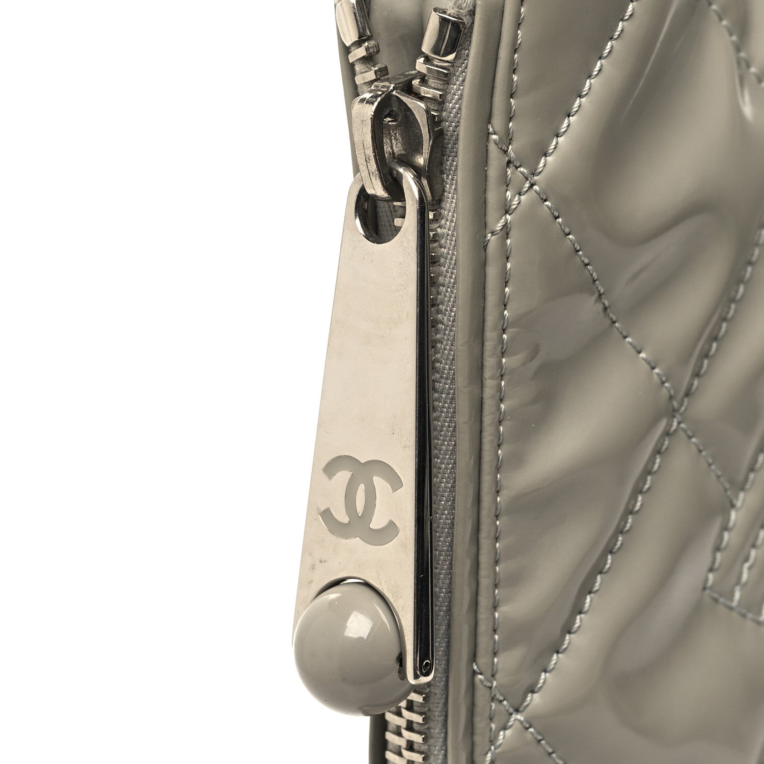 Chanel Patent Quilted Expandable CC Shoping Tote Grey 13 of 13