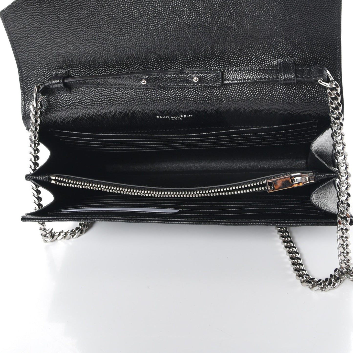 Grain De Poudre Matelasse Chevron Monogram Chain Wallet Black