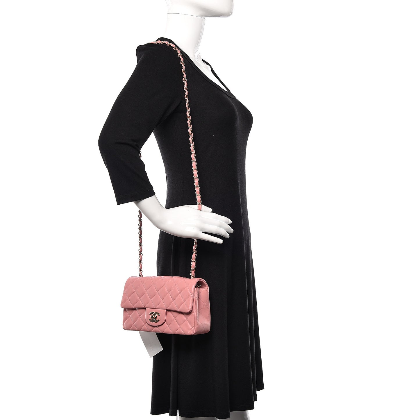 Lambskin Quilted Mini Rectangular Flap Pink