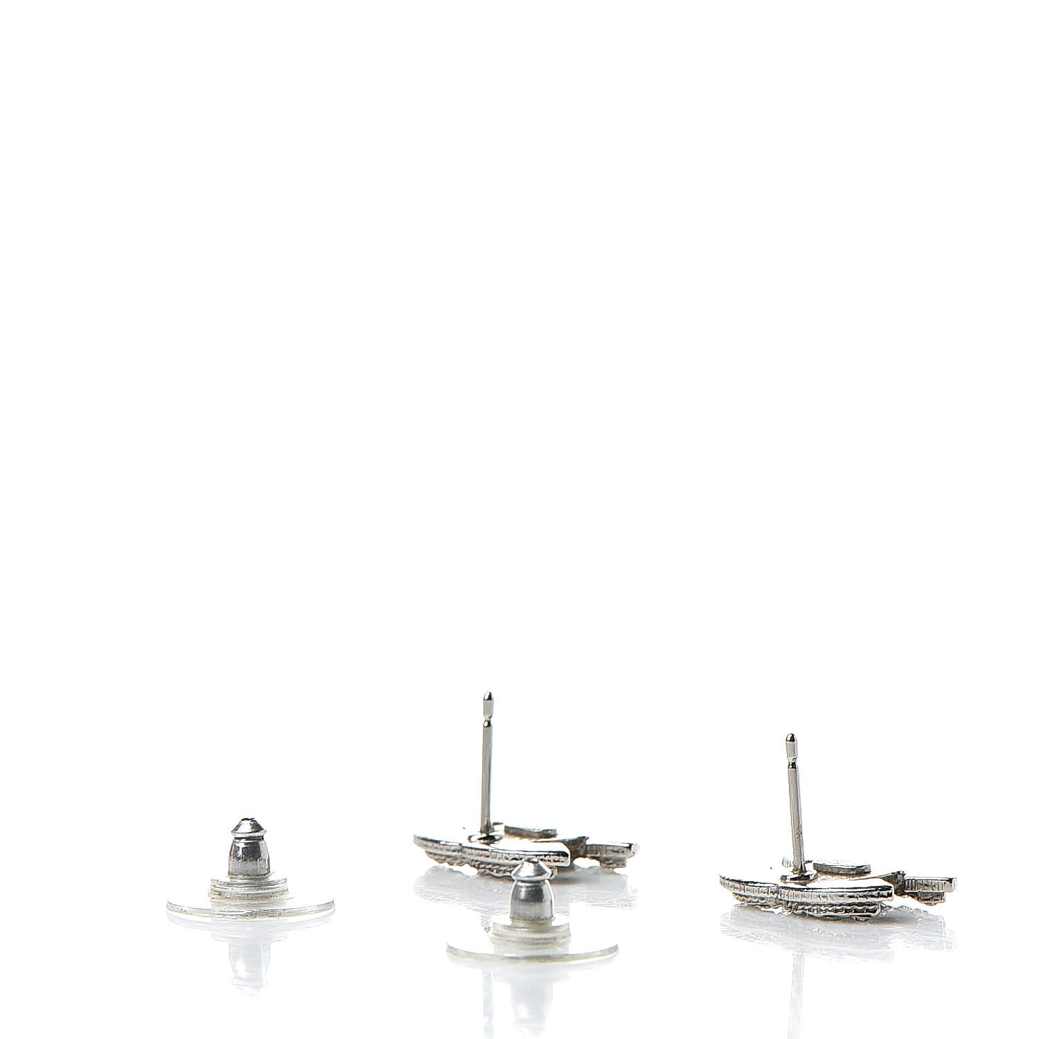 Chanel Crystal Mini Timeless CC Earrings Silver 3 of 5