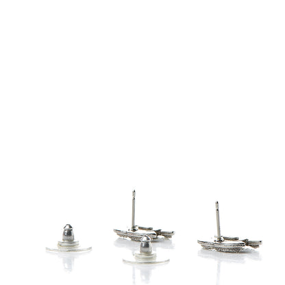 Chanel Crystal Mini Timeless CC Earrings Silver 3 of 5