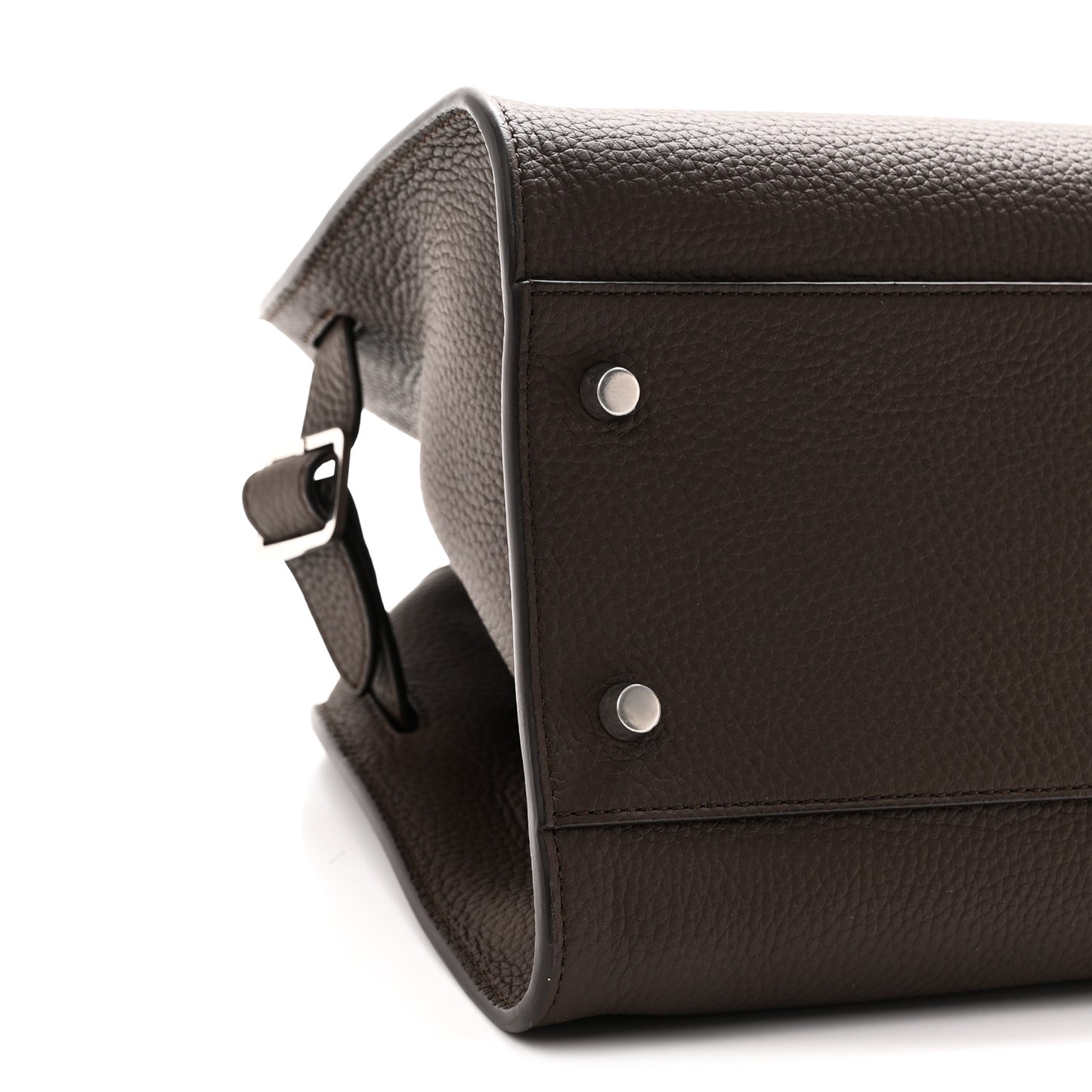 Matte Grained Calfskin Margaux Shoulder 12 Deep Brown