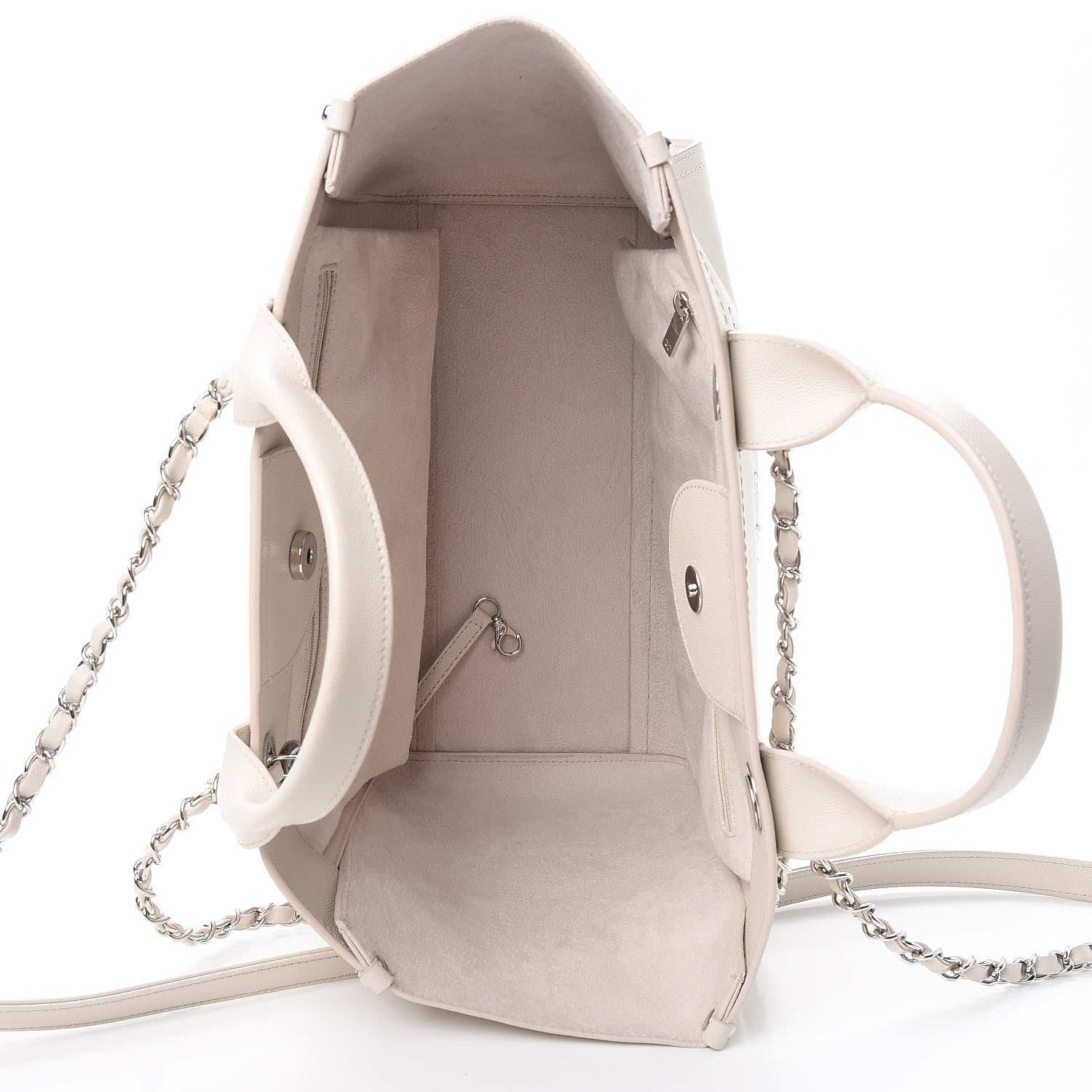 Chanel Caviar Small Studded Deauville Tote Ivory 6 of 11
