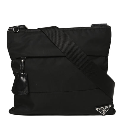 Prada Tessuto Nylon Saffiano Flat Messenger Bag Black 1 of 12
