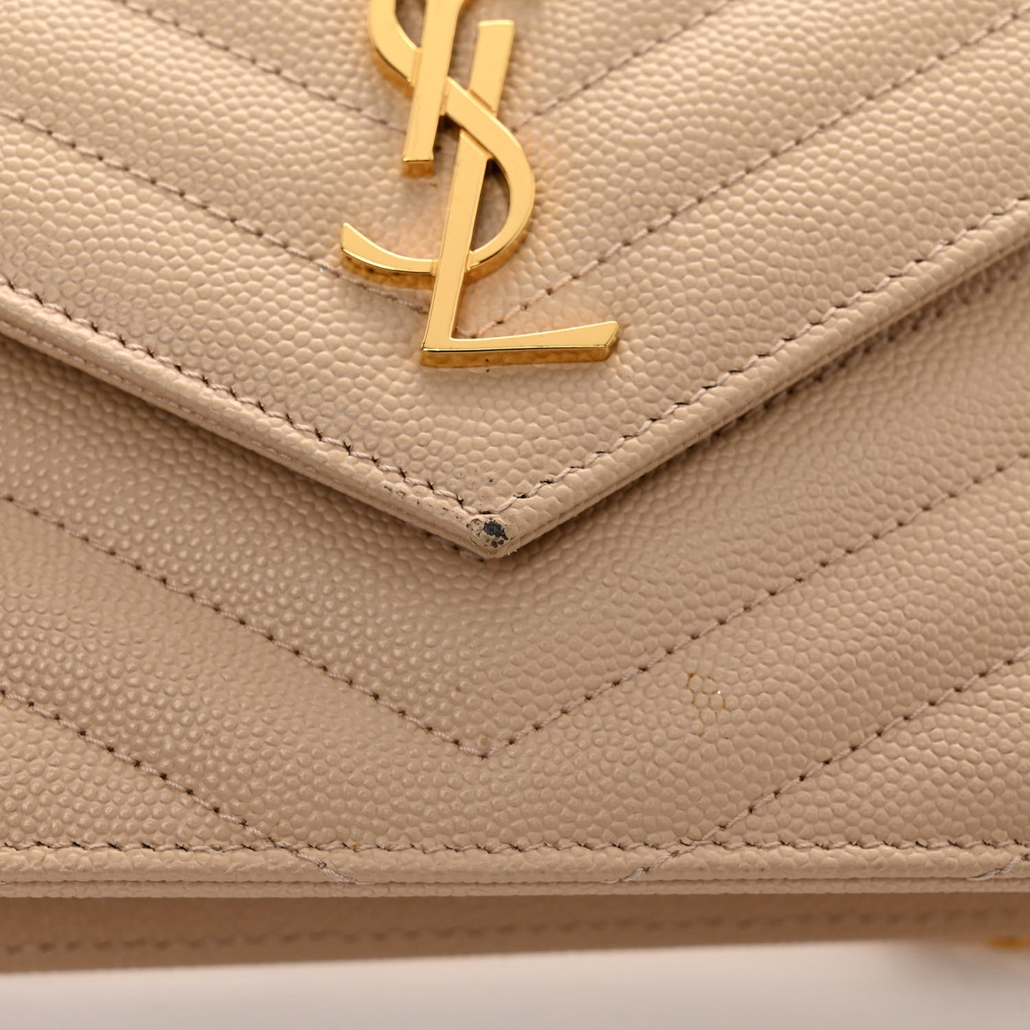 Grain De Poudre Matelasse Chevron Monogram Envelope Chain Wallet Nude Powder
