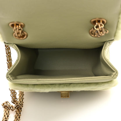 Chanel Shearling Aged Calfskin Quilted 2.55 Reissue Mini North South Flap Green 5 of 11