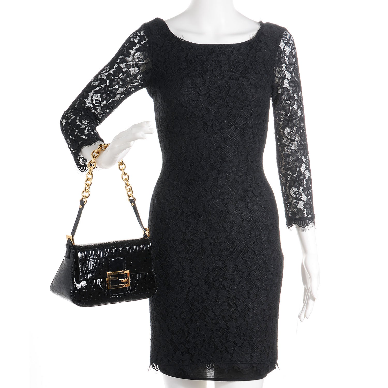 Fendi Patent FF Embossed Forever Mini Mama Baguette Black 2 of 13