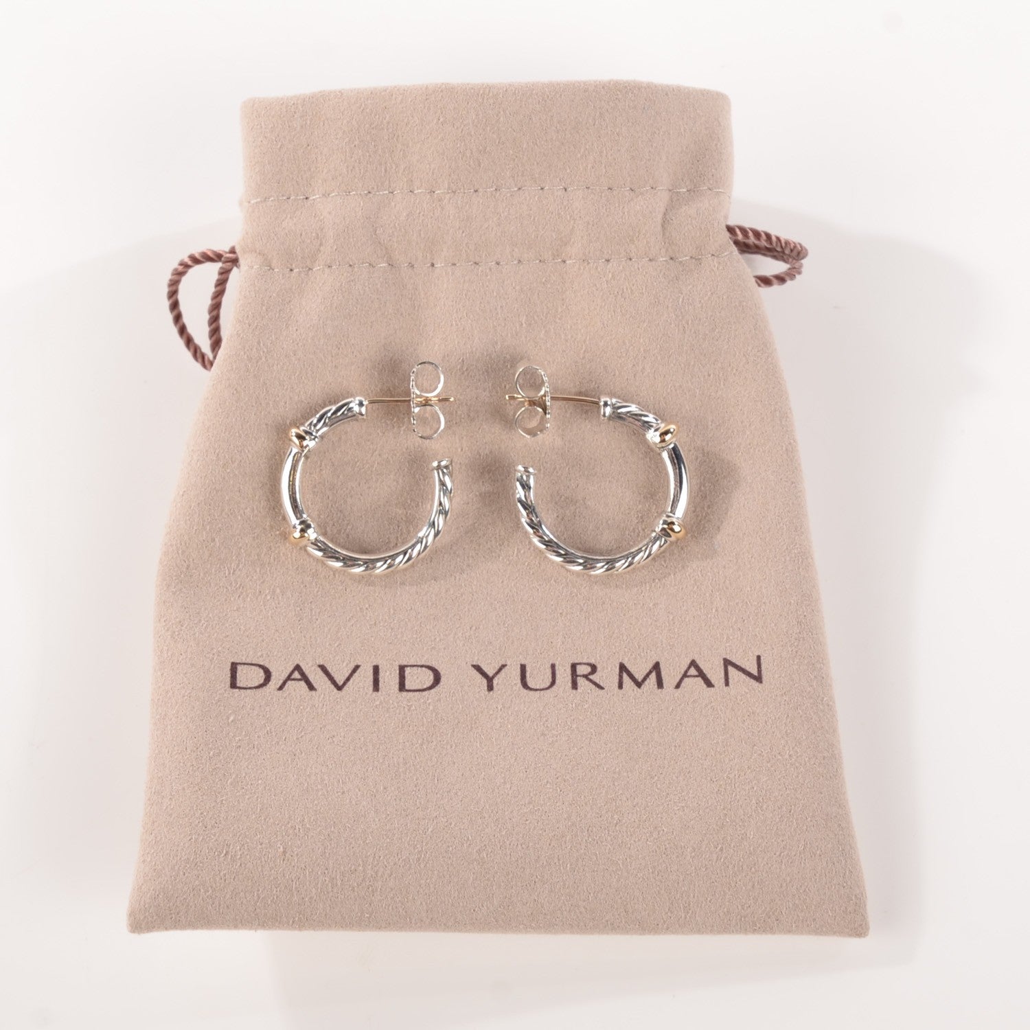 David Yurman Sterling Silver Pave Diamond Small Metro Hoop Earrings 3 of 6