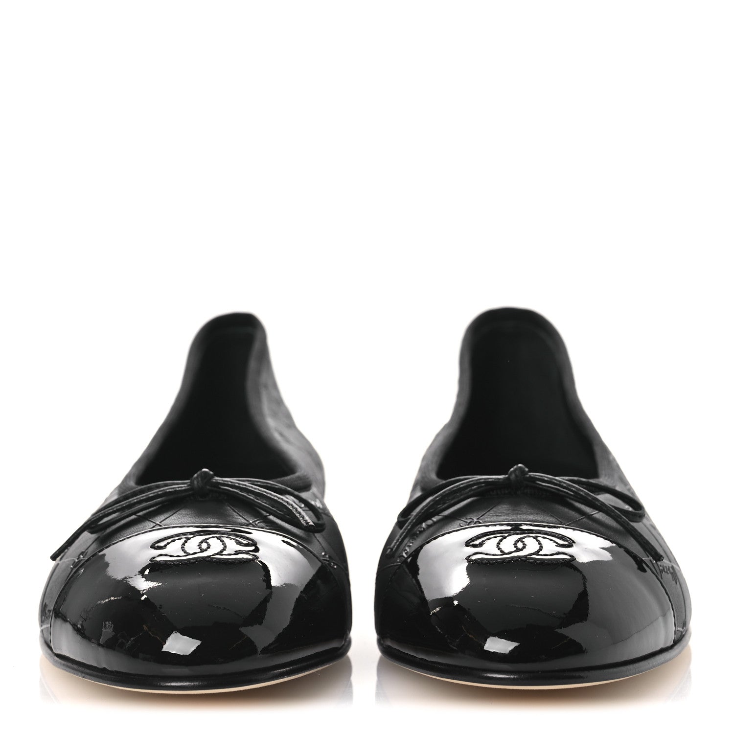 Chanel Printed Lambskin Patent Cap Toe Ballerina Flats 42 Black 3 of 11