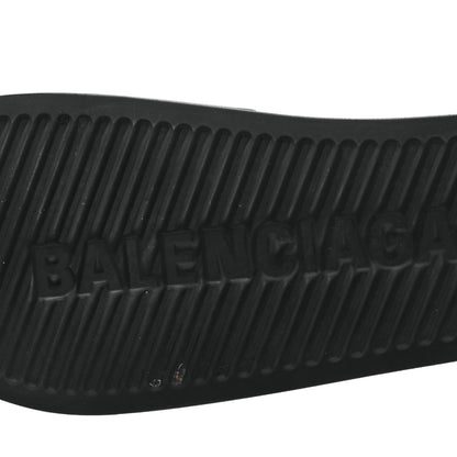 Balenciaga Rubber Womens Logo Pool Slide Sandals 39 Black Fuschia 7 of 9