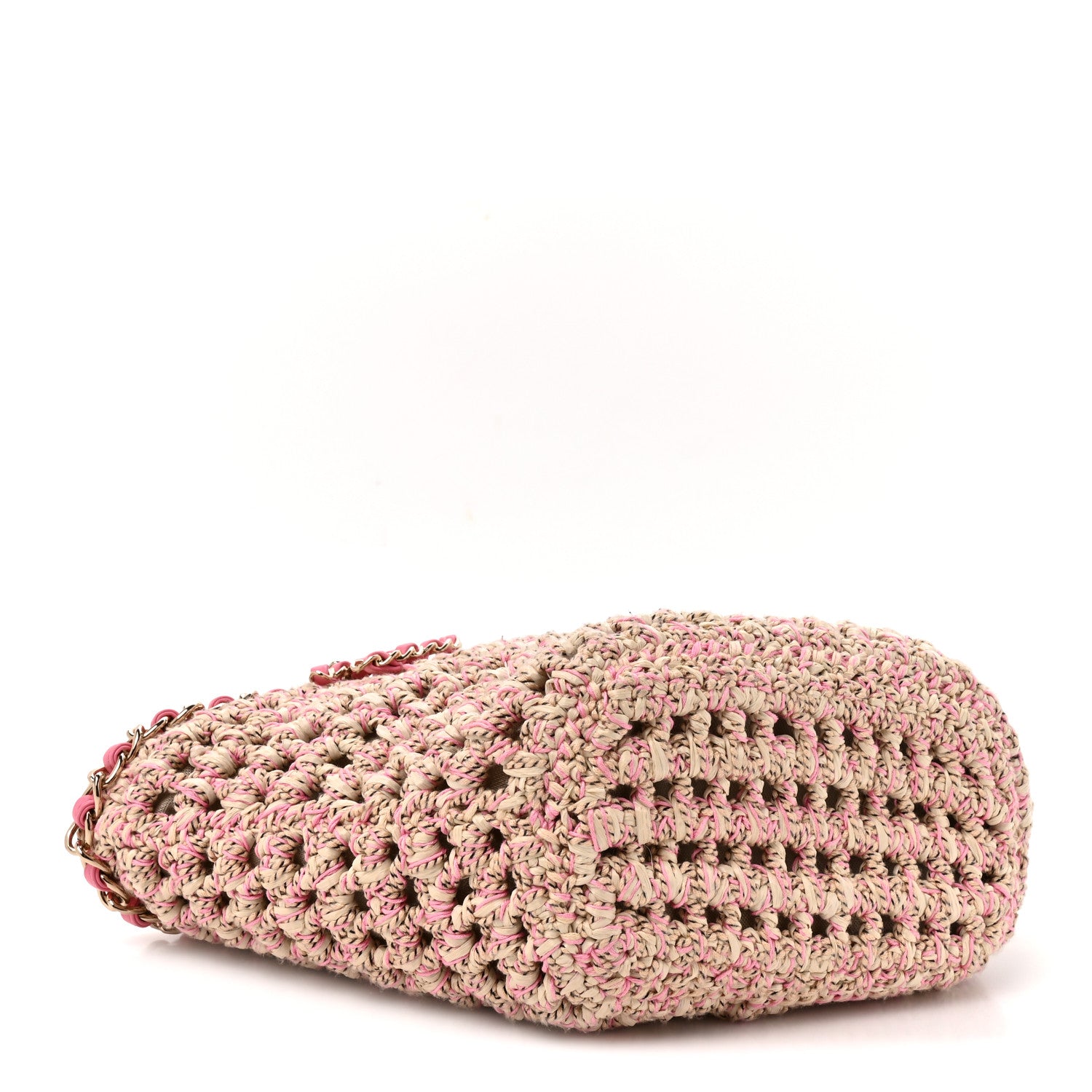 Chanel Mixed Fibers Calfskin Crochet Small Shopping Bag Beige Pink 3 of 9