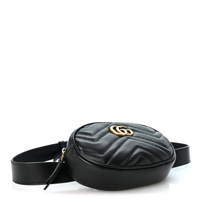Gucci Calfskin Matelasse GG Marmont Belt Bag 75 30 Black 3 of 10