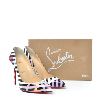 Christian Louboutin Patent Cinestripes Pigalle Follies 100 Pumps 37.5 Multi 8 of 8