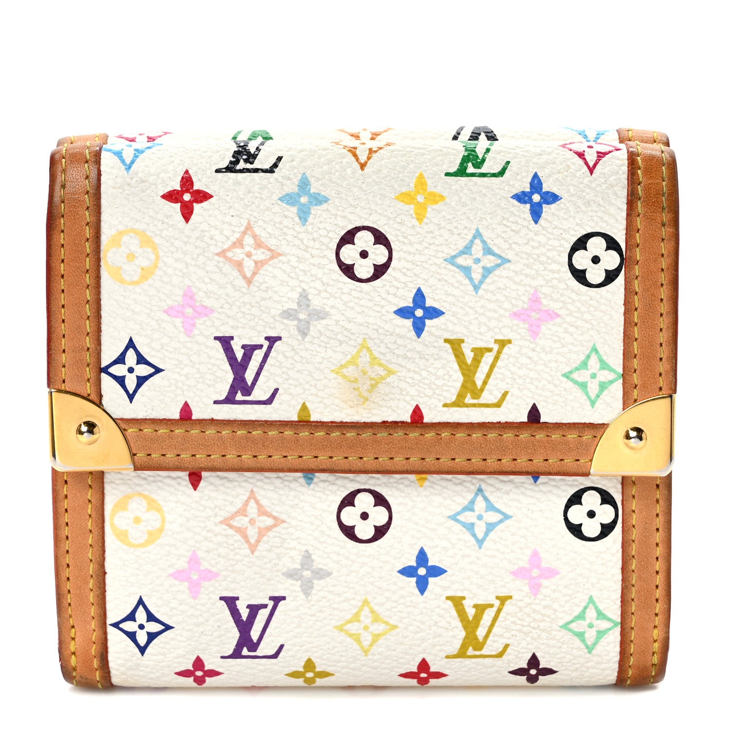 Louis Vuitton Monogram Multicolor Porte-Monnaie Billets Wallet White 1 of 10