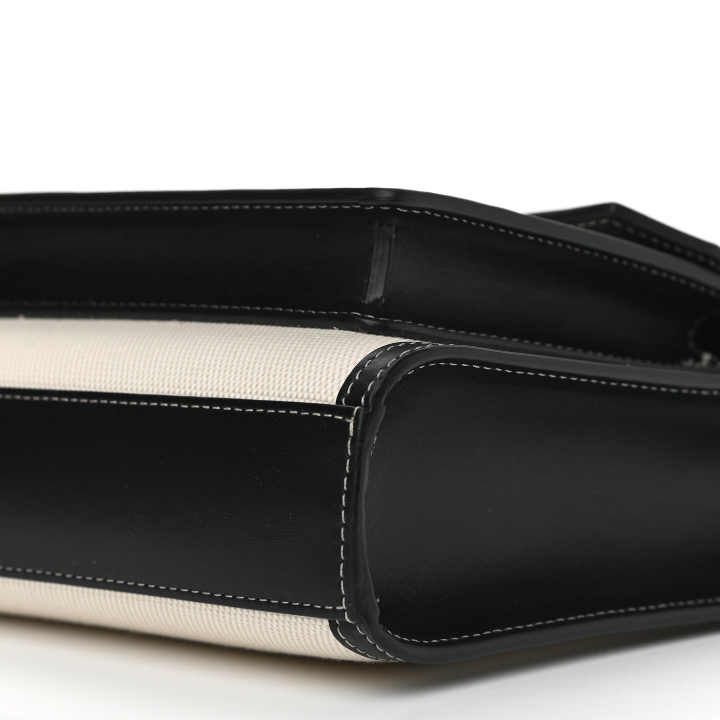 Canvas Smooth Calfskin Two Tone Mini Pocket Bag Black
