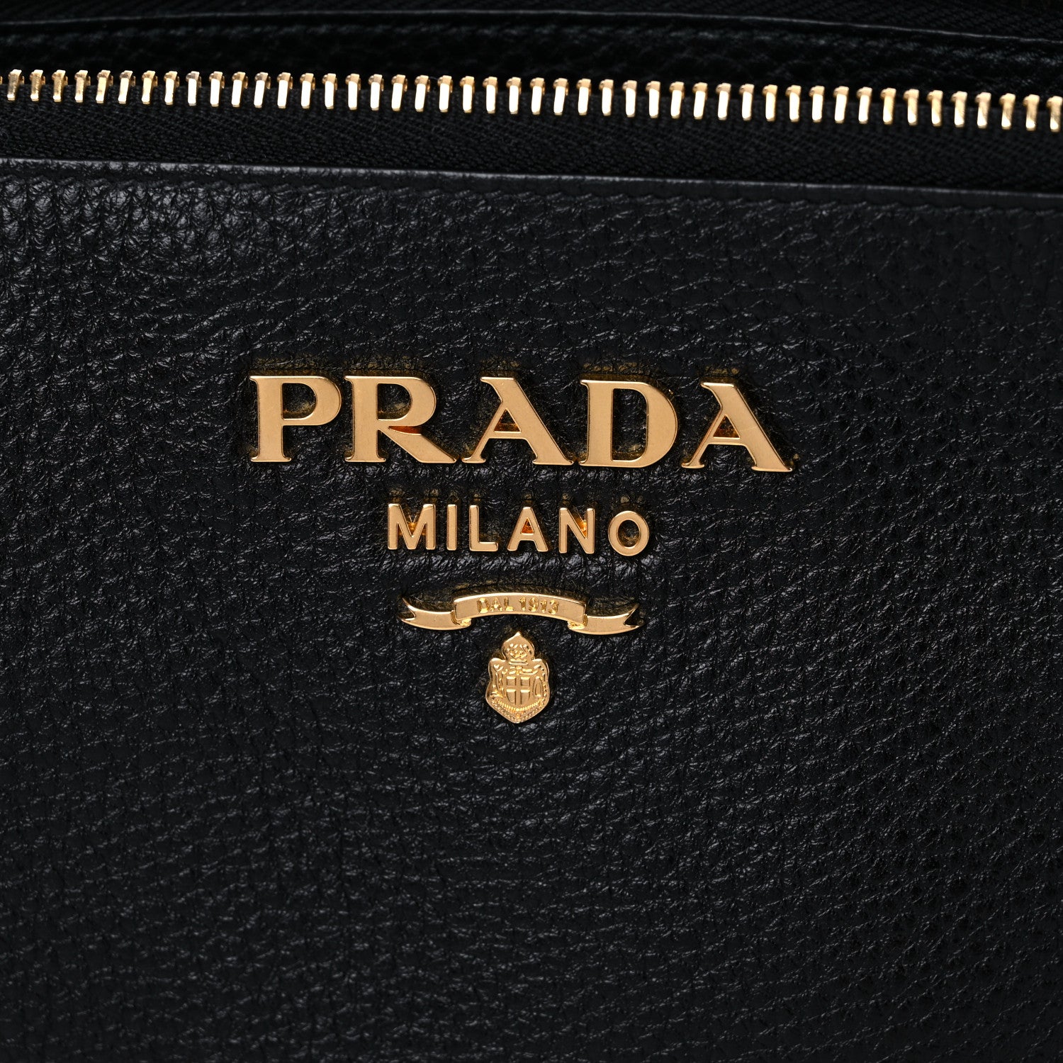 Prada Vitello Daino Zippered Shoulder Bag Black 7 of 9