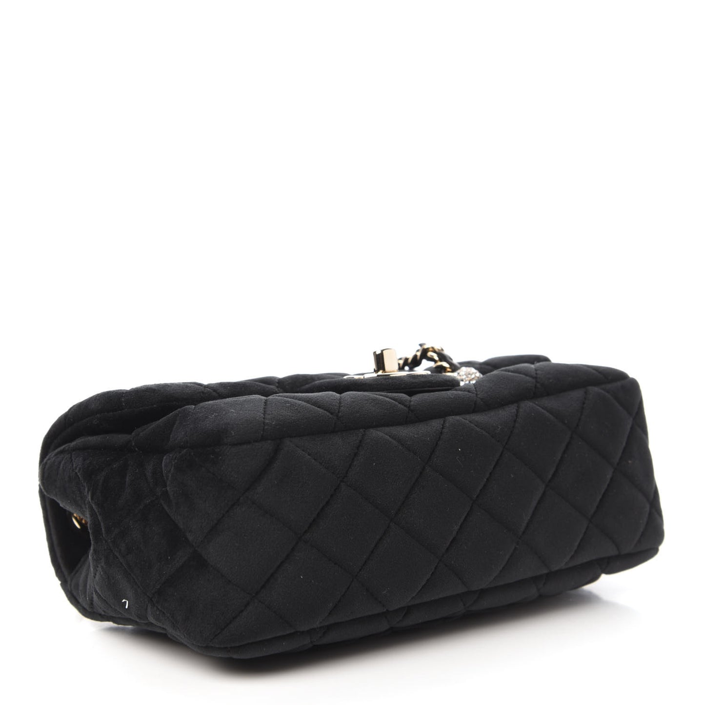 Velvet Quilted Mini Rectangular Pearl Crush Flap Black