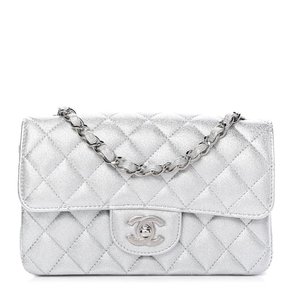 Chanel Metallic Lambskin Quilted Mini Rectangular Flap Silver 1 of 9