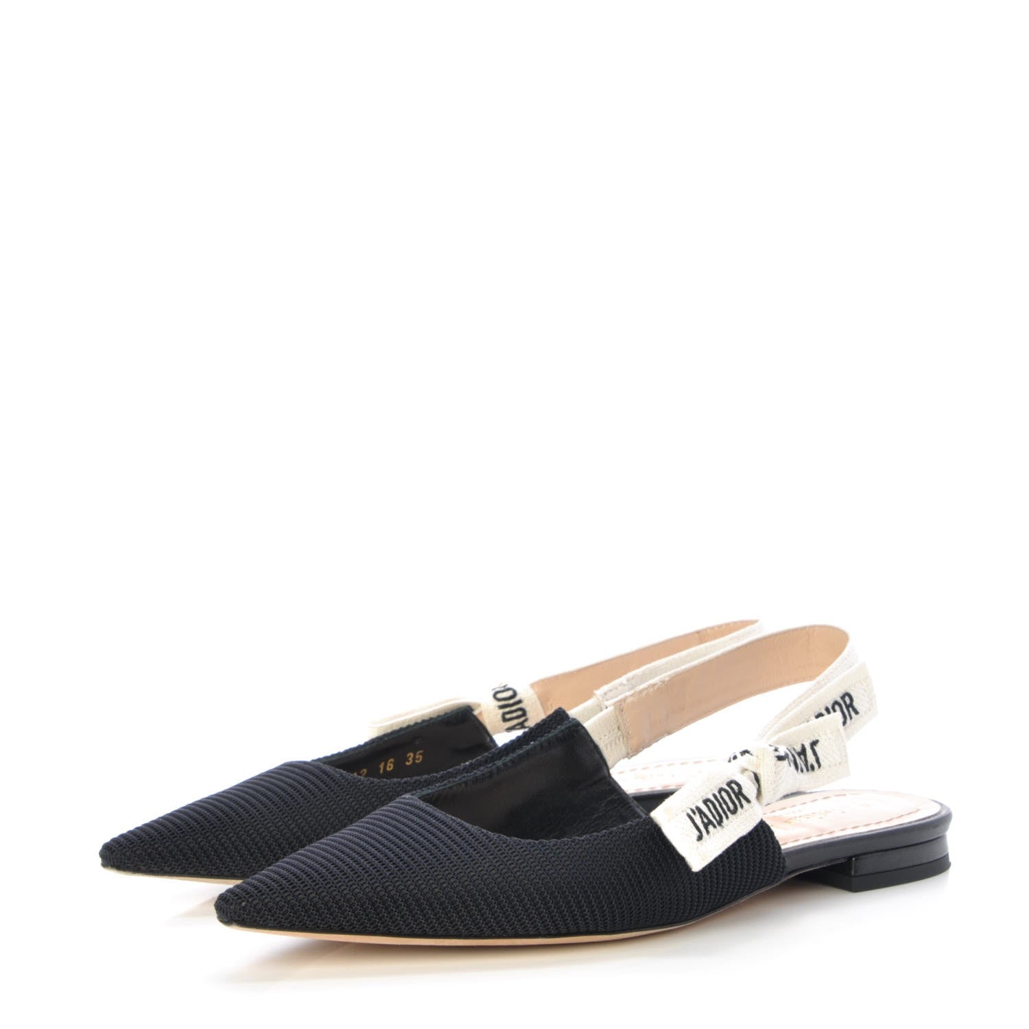 Christian Dior Fabric Ribbon Embroidered J'Adior Sling-Back Ballet Flats 35 Black 3 of 15