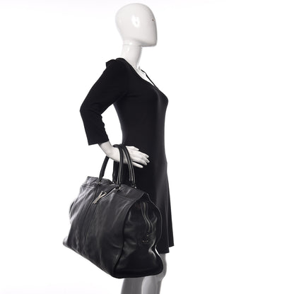 Saint Laurent Calfskin Cabas Chyc Weekender Black 2 of 9