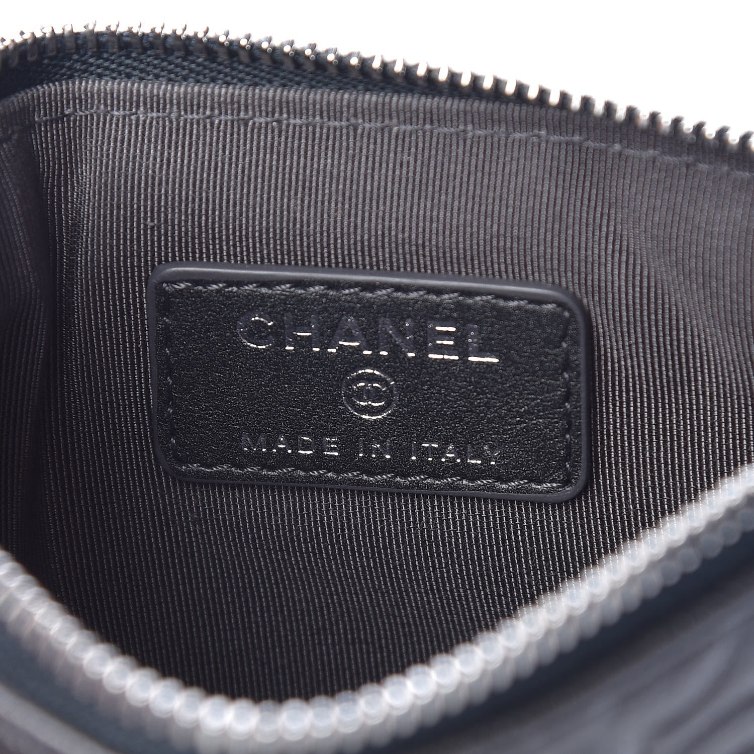 Chanel Goatskin Camellia Embossed Cosmetic Pouch Anthracite 6 of 8