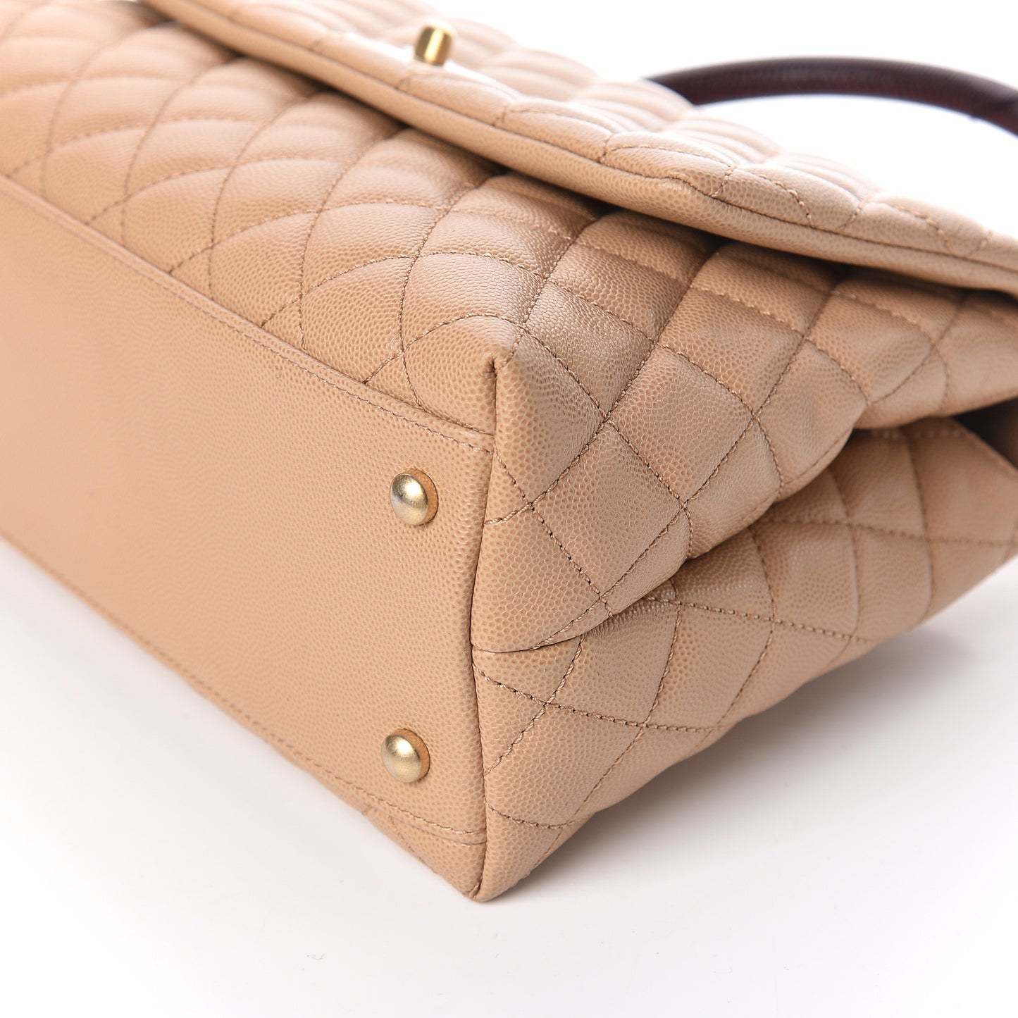 Caviar Lizard Embossed Quilted Small Coco Handle Flap Beige
