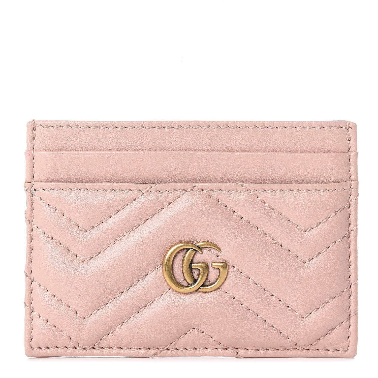 Gucci Calfskin Matelasse GG Marmont Card Holder Perfect Pink 1 of 6