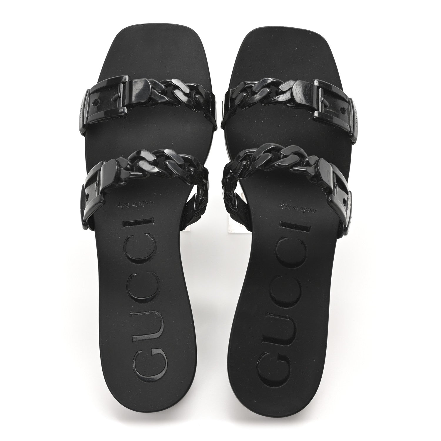 Gucci Rubber Womens Slide Sandals 40 Black 2 of 9