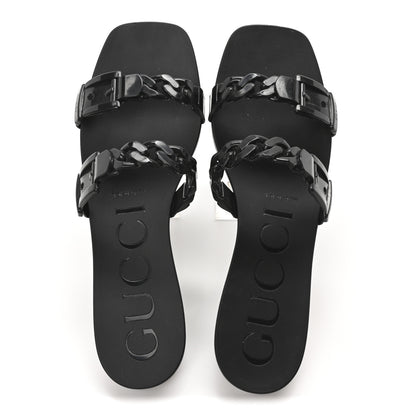 Gucci Rubber Womens Slide Sandals 40 Black 2 of 9