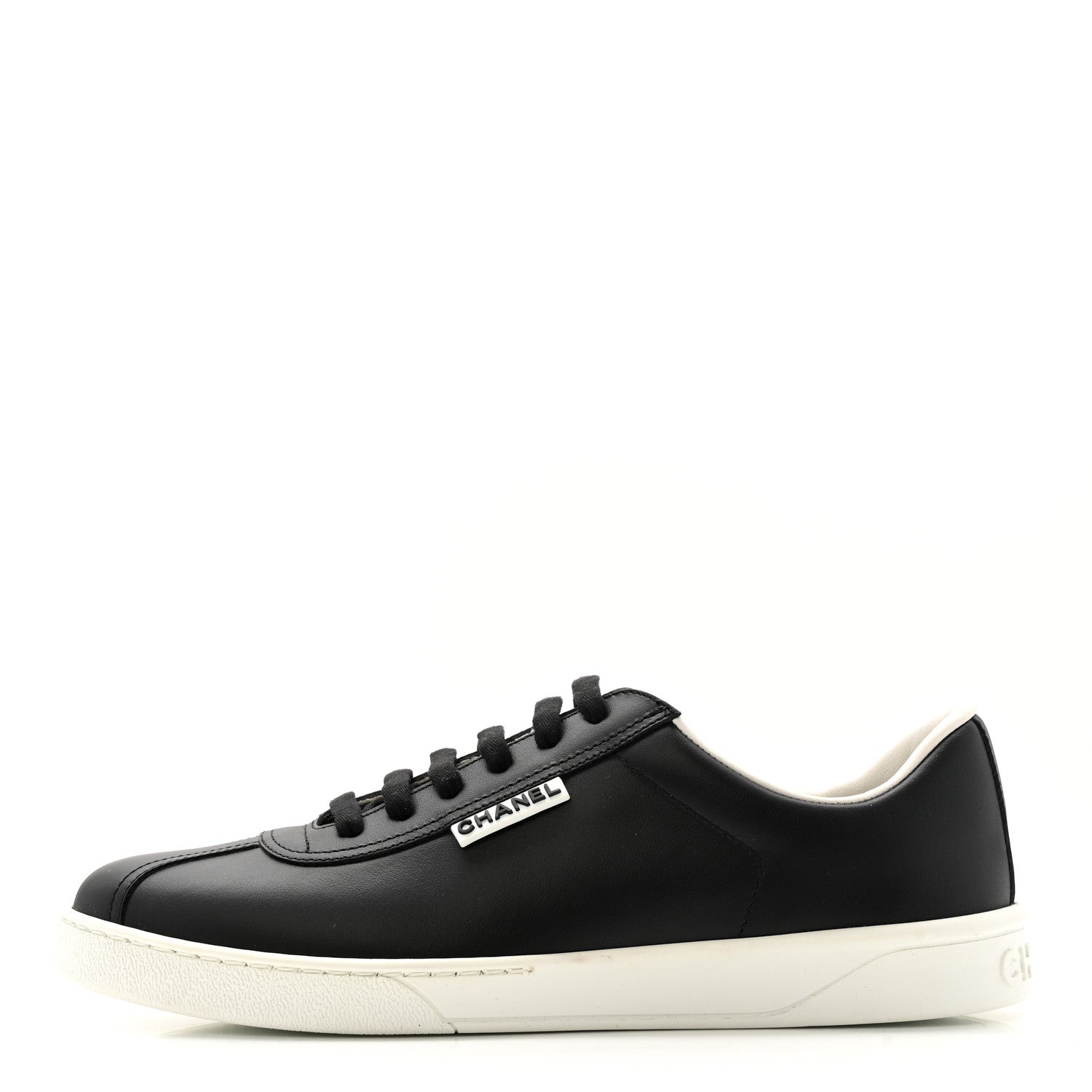 Chanel Calfskin CC Uniform Womens Sneakers 40 Black 1 of 12