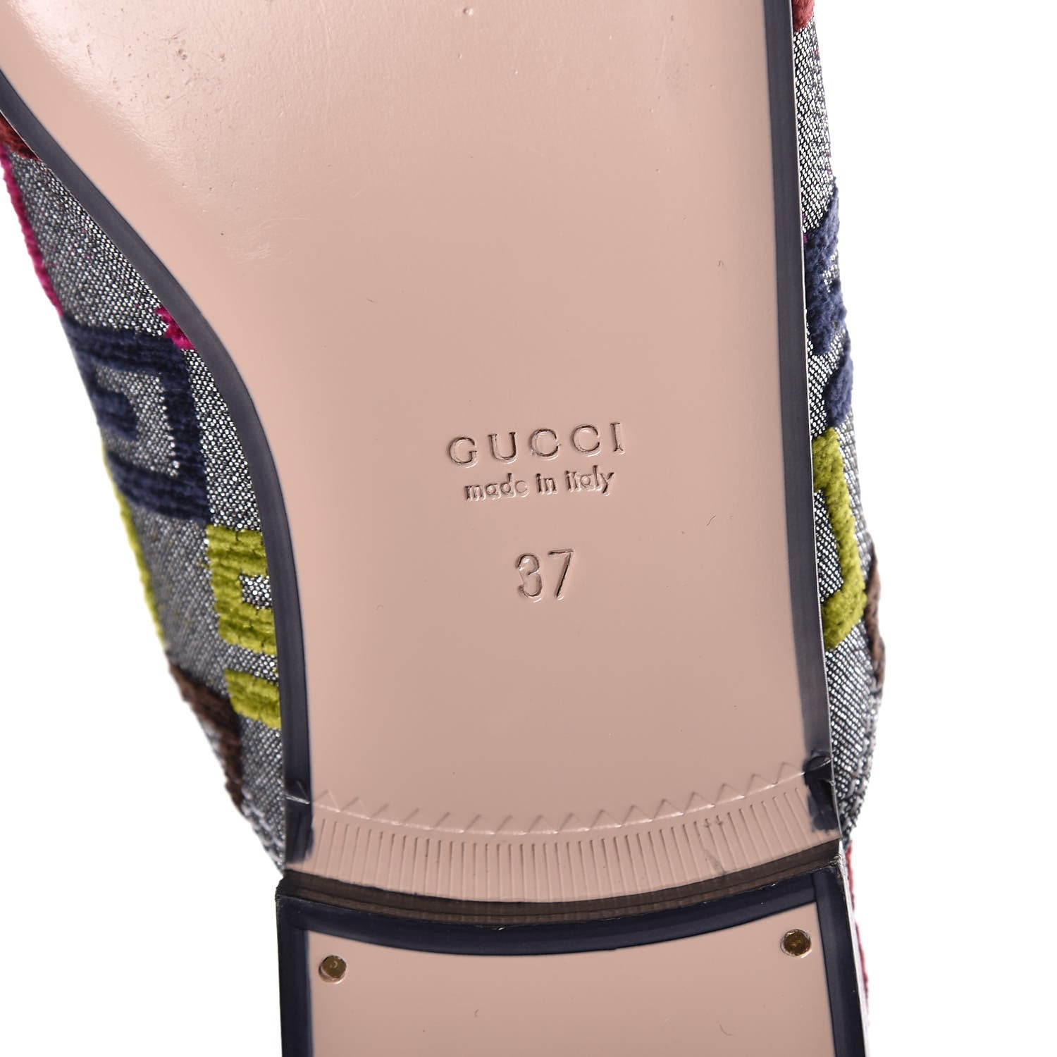 Gucci Velvet Lurex Square G Womens Princetown Slippers 37 Silver Multicolor 6 of 7