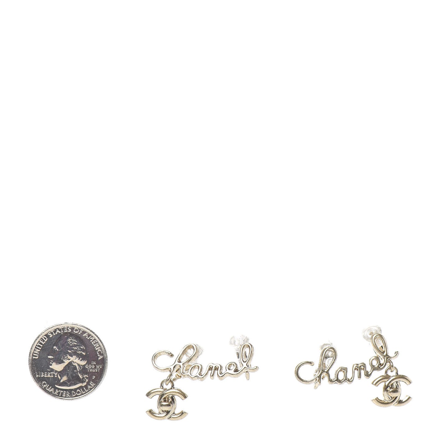 Metal CC Turnlock Climber Clip On Earrings Gold