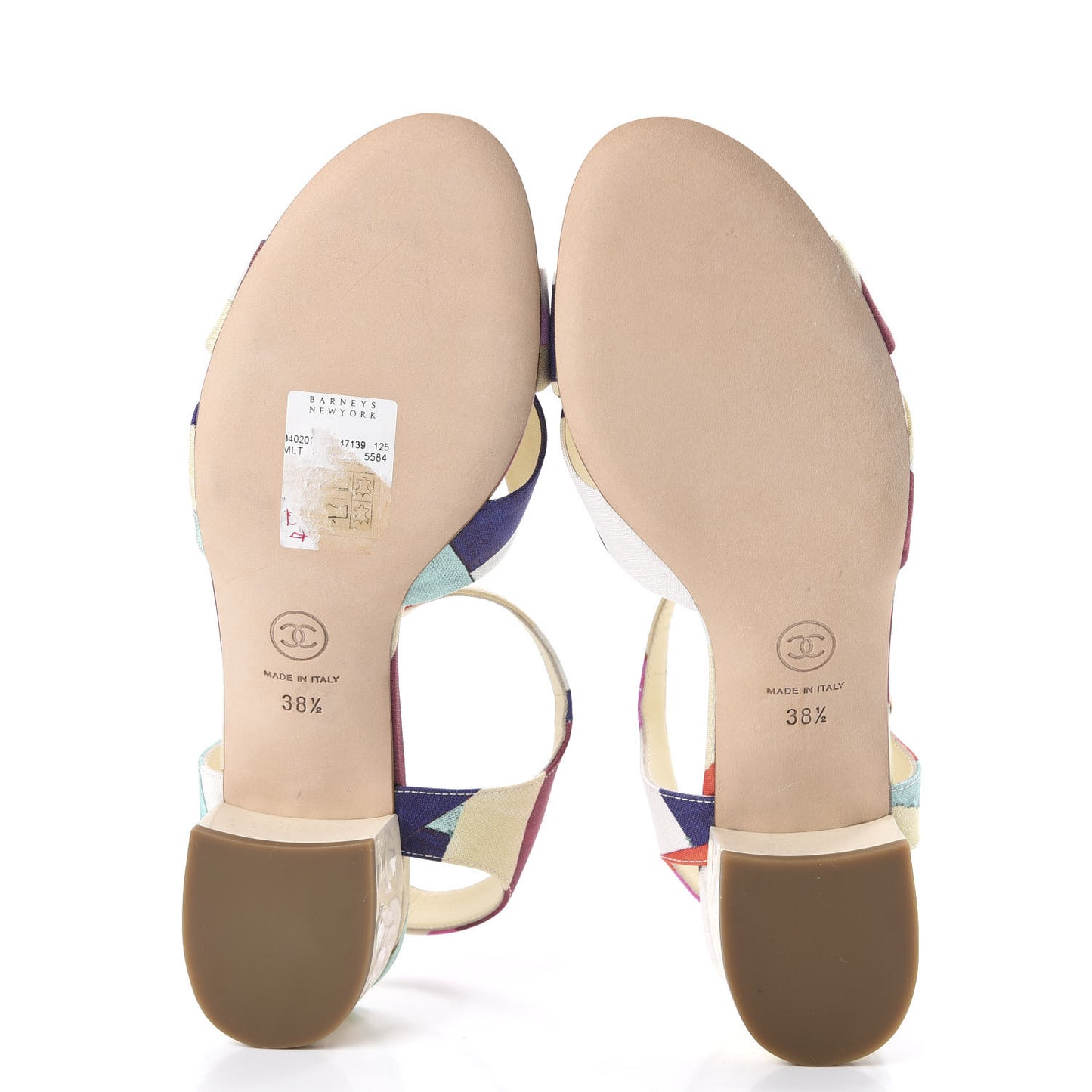 Fabric Camellia Embossed Sandals 38.5 Multicolor