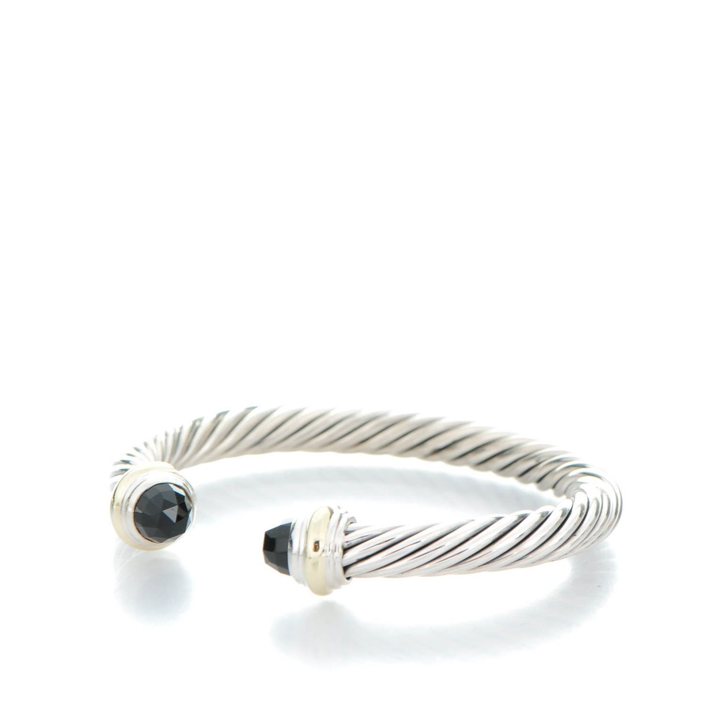 Sterling Silver 14K Yellow Gold Black Onyx 7mm Cable Classics Bracelet