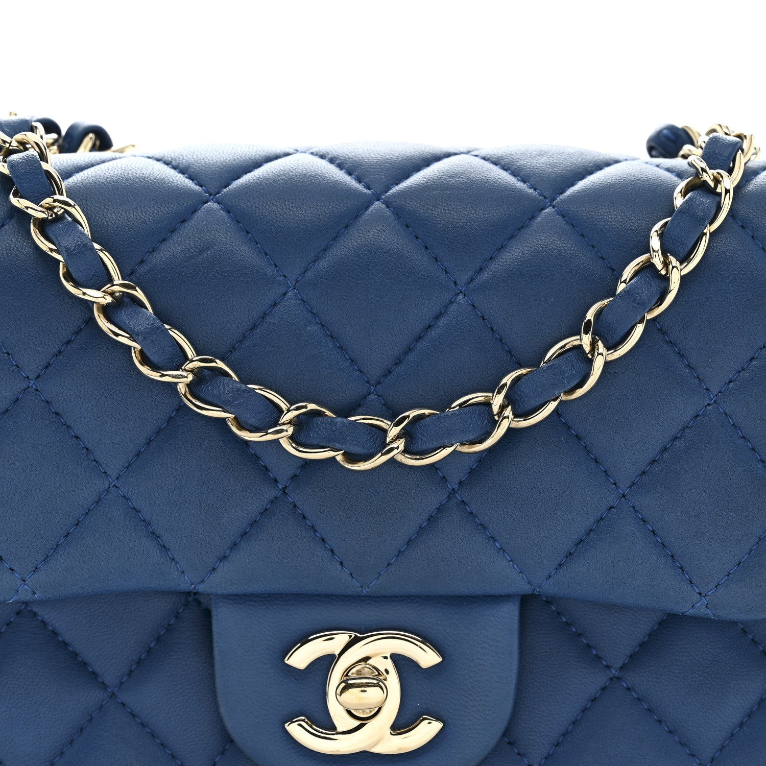 Chanel Lambskin Quilted Mini Square Flap Dark Blue 8 of 13