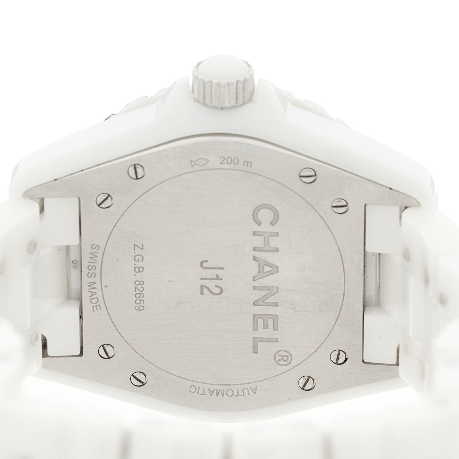 Chanel Stainless Steel Ceramic Diamond 38mm J12 Automatic Watch White 4 of 5