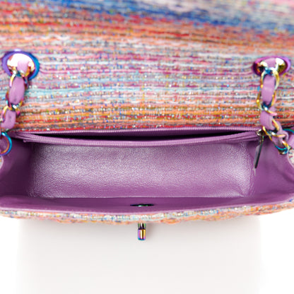 Chanel Tweed Quilted Mini Rectangular Flap Blue Pink Orange 5 of 11