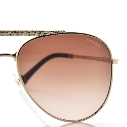 Chanel Aviator Metallic Pilot Sunglasses 4231 Gold 7 of 9