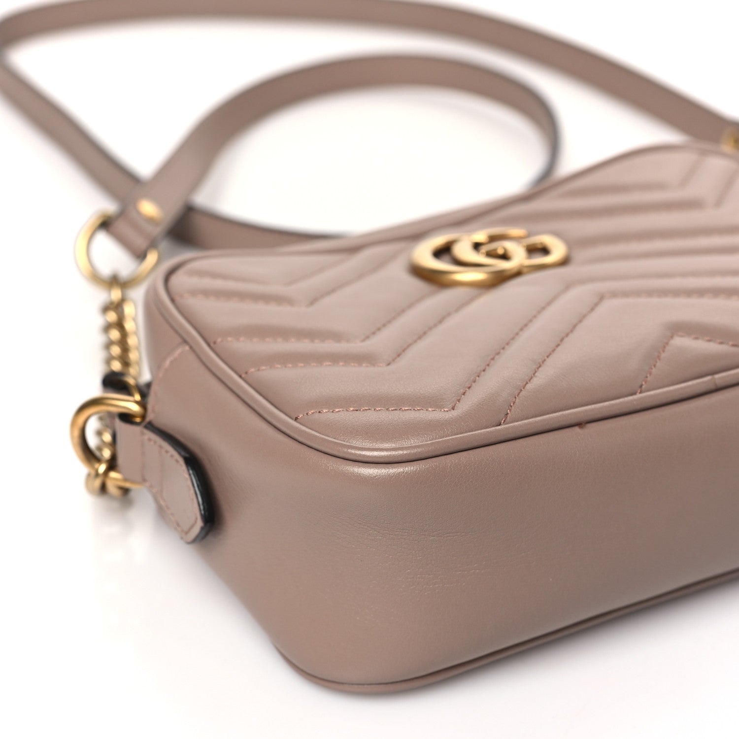 Gucci Calfskin Matelasse Mini GG Marmont Chain Shoulder Bag Porcelain Rose 8 of 10