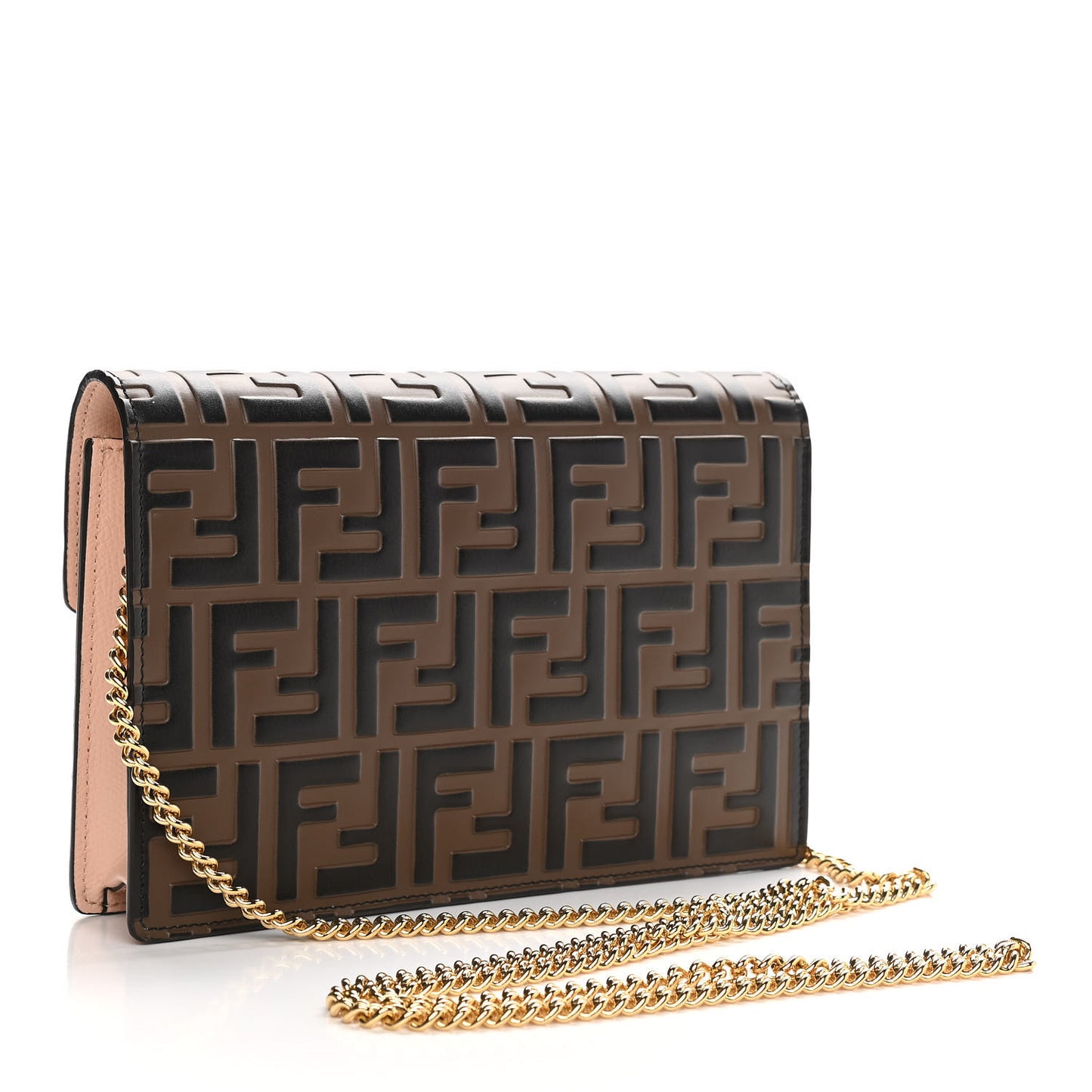Vitello Cruise F is Fendi FF 1974 Embossed Medium Envelope Wallet On Chain Maya Black Light Rose