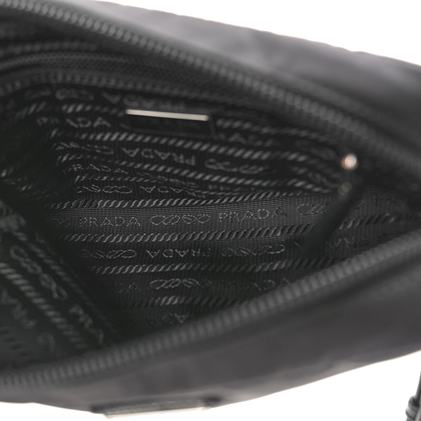 Tessuto Nylon Vela Saffiano Necessaire Wristlet Pouch Black