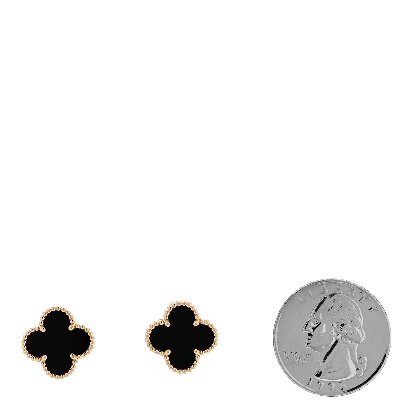 18K Yellow Gold Black Onyx Vintage Alhambra Earrings