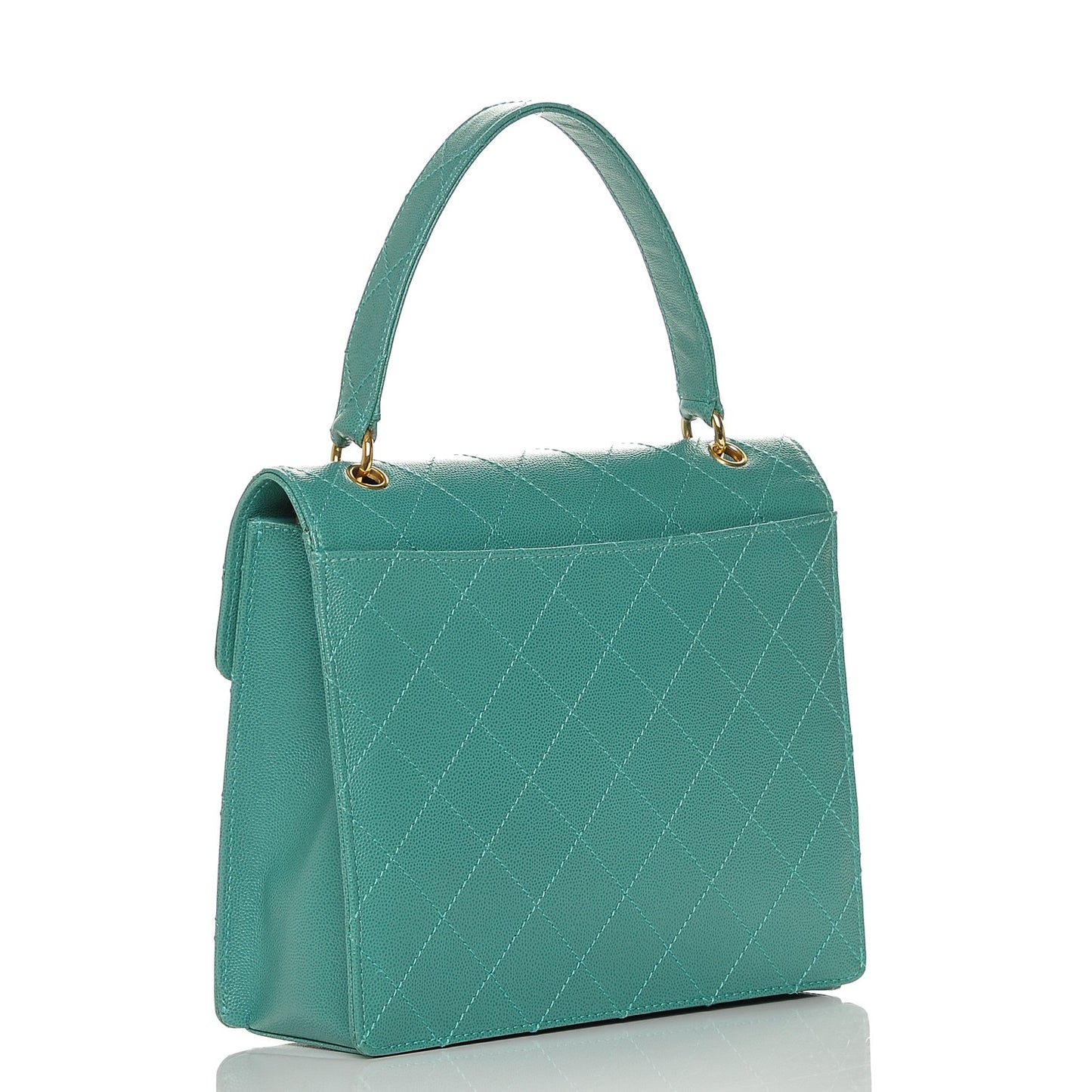 Caviar Stitched Small Kelly Flap Bag Turquoise