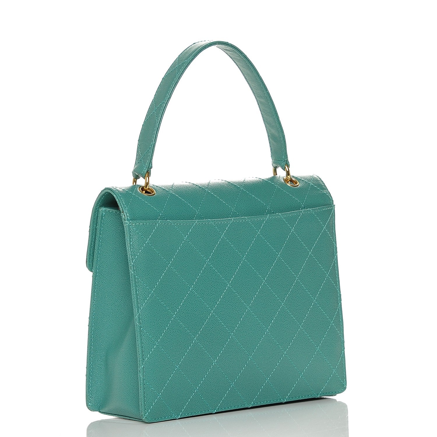 Chanel Caviar Stitched Small Kelly Flap Bag Turquoise 3 of 7
