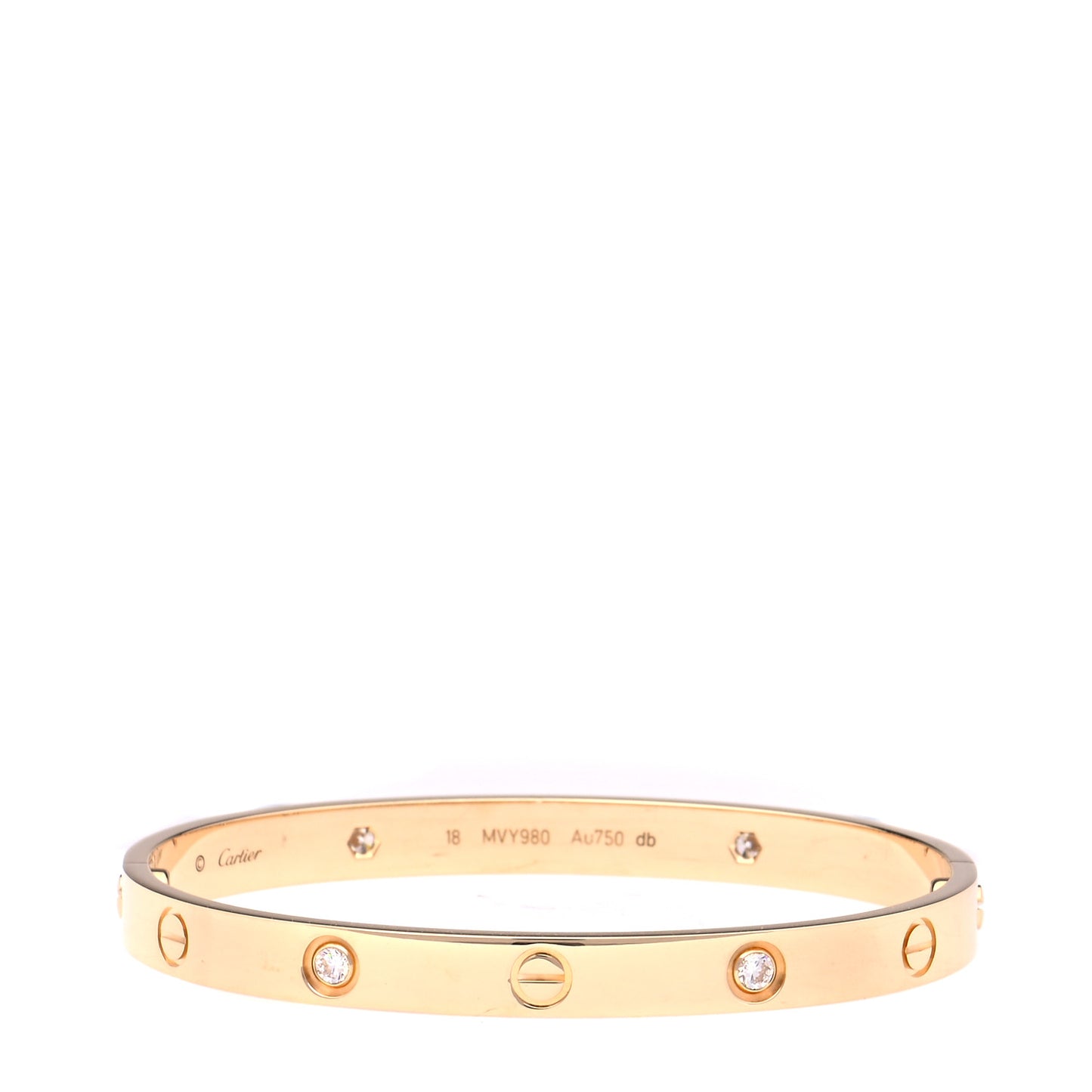 18K Yellow Gold 4 Diamond LOVE Bracelet 18