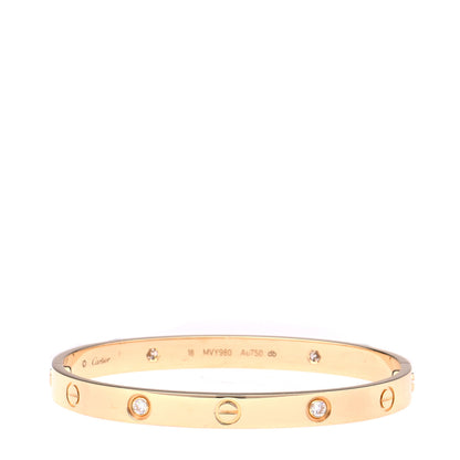 Cartier 18K Yellow Gold 4 Diamond LOVE Bracelet 18 1 of 9
