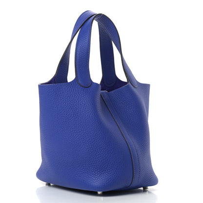 Hermes Taurillon Clemence Picotin Lock 18 PM Bleu Electrique 3 of 9