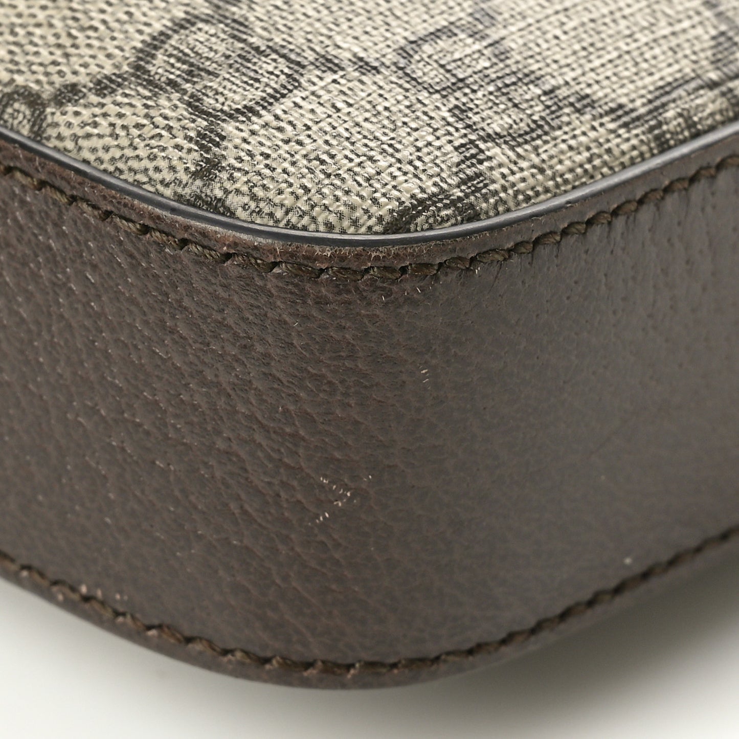 GG Supreme Monogram Textured Dollar Calfskin Web Ophidia Wristlet Shoulder Bag Beige Ebony New Acero